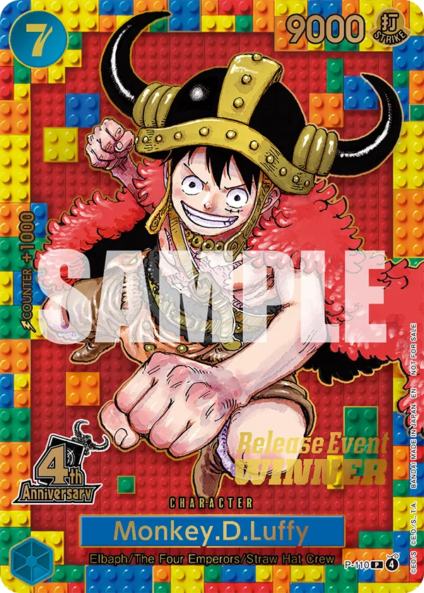 P-110 Monkey.D.Luffy, foil plateado con sello dorado